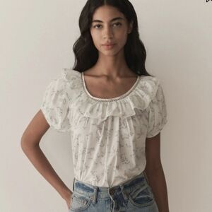 DÔEN Silvie Floral Puff Sleeve Organic Cotton Medium.